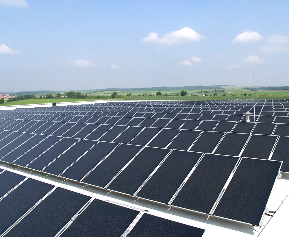 Unternehmensgebäude im Sonnenuntergang