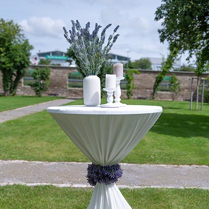 Bar table decorated with lavender